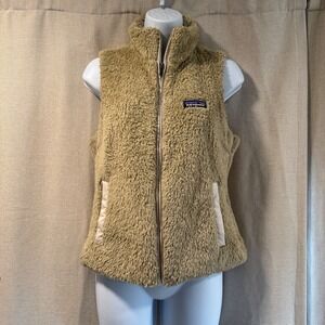 Patagonia Women's Fleece Vest Khaki Tan Zip Up Pockets Size S